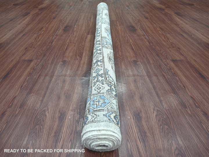 5'11" x 8'9" New Hand Knotted Ivory Wool Rectangle Oriental Rug - MOA10222837
