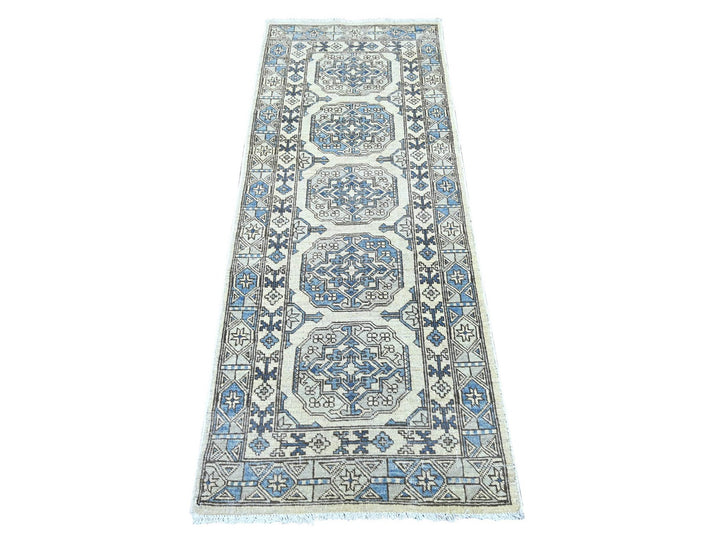 2'5" x 6'1" New Hand Knotted Ivory Wool Runner Oriental Rug - MOA10222838