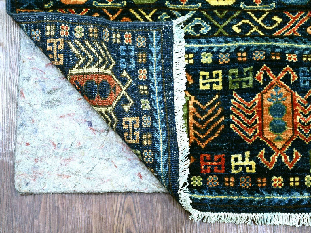 2'9" x 11'9" New Hand Knotted Blue Wool Runner Oriental Rug - MOA10222839