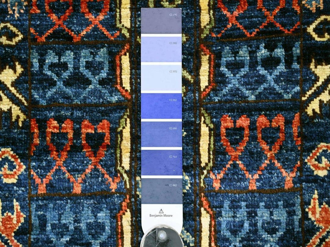 2'9" x 11'9" New Hand Knotted Blue Wool Runner Oriental Rug - MOA10222839