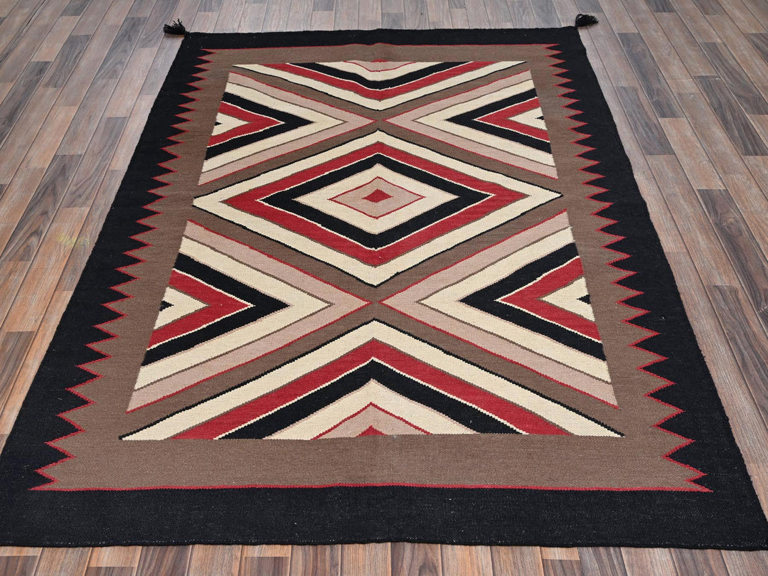 5'2" x 7'0" New Hand Woven Brown Wool Rectangle Oriental Rug - MOA1022283