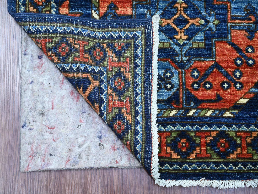 2'7" x 11'11" New Hand Knotted Blue Wool Runner Oriental Rug - MOA10222840