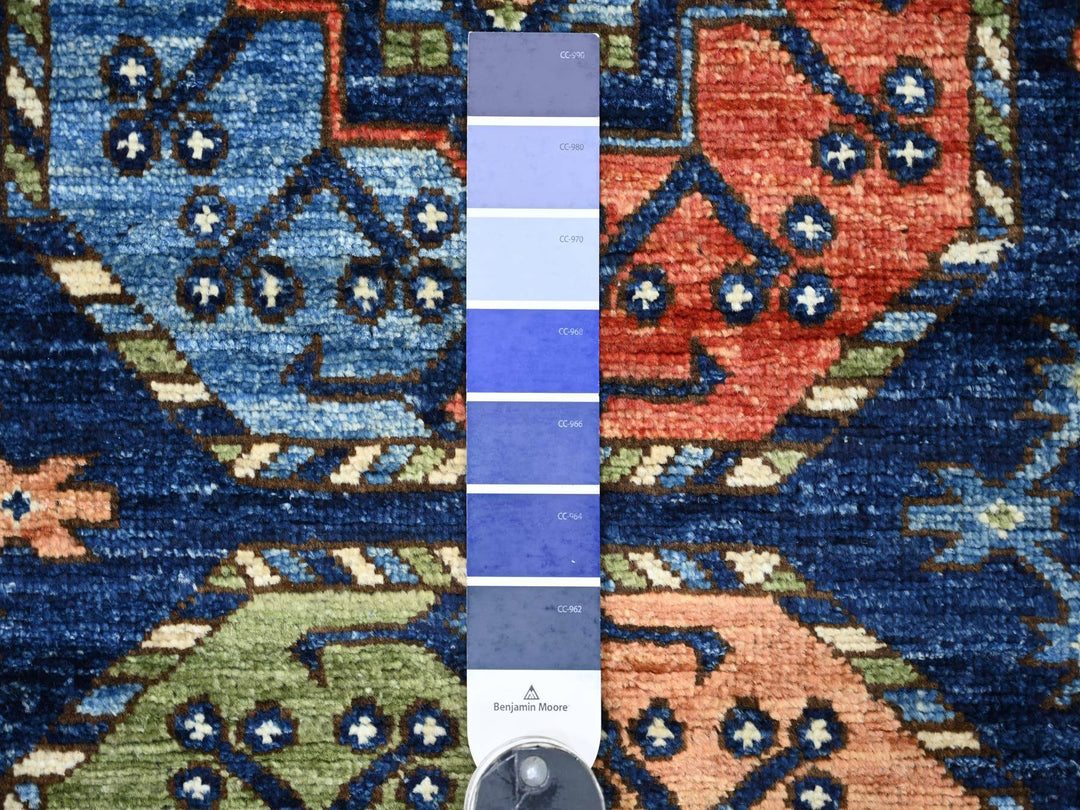 2'7" x 11'11" New Hand Knotted Blue Wool Runner Oriental Rug - MOA10222840