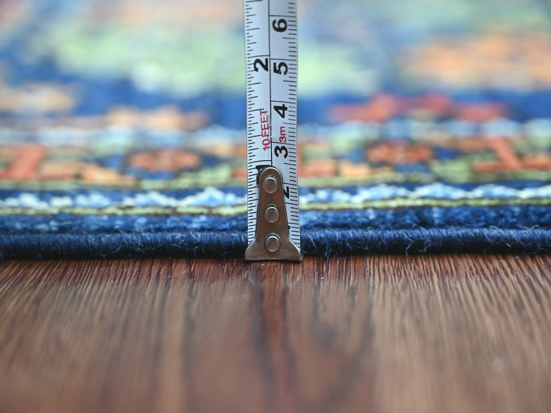 2'7" x 11'11" New Hand Knotted Blue Wool Runner Oriental Rug - MOA10222840