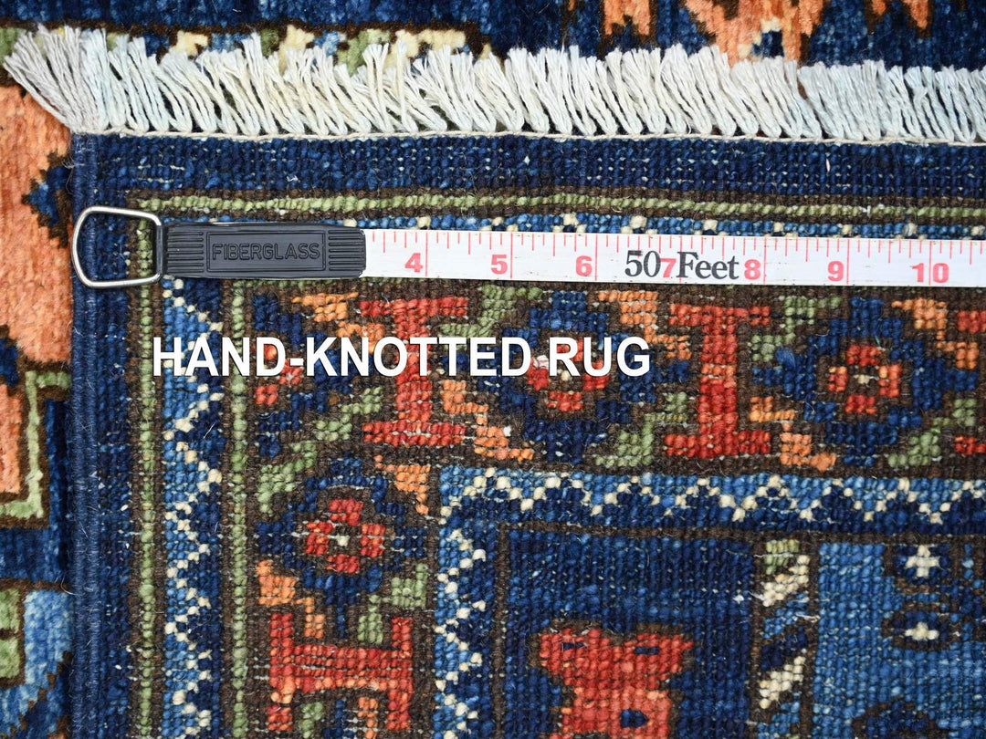 2'7" x 11'11" New Hand Knotted Blue Wool Runner Oriental Rug - MOA10222840