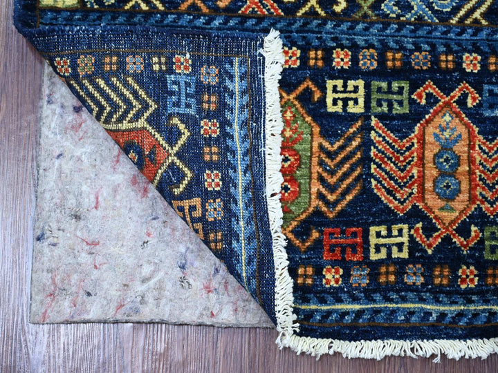 2'9" x 6'3" New Hand Knotted Blue Wool Runner Oriental Rug - MOA10222841