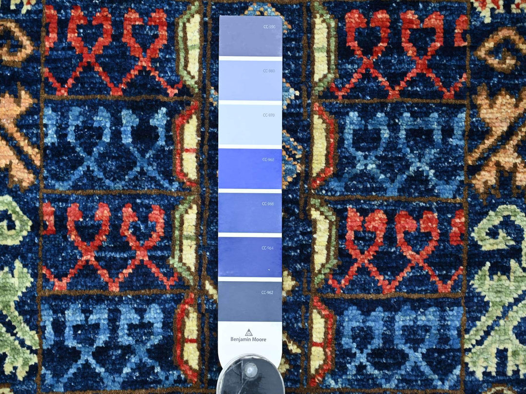 2'9" x 6'3" New Hand Knotted Blue Wool Runner Oriental Rug - MOA10222841