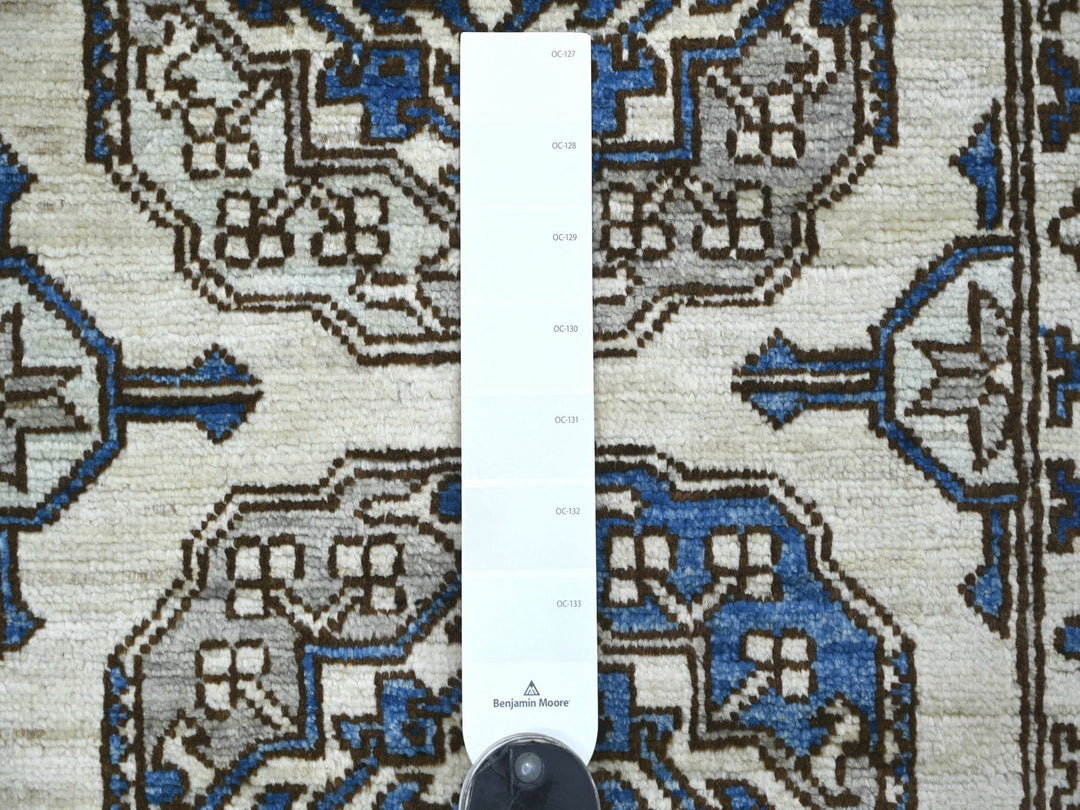 2'7" x 8'3" New Hand Knotted Ivory Wool Runner Oriental Rug - MOA10222842