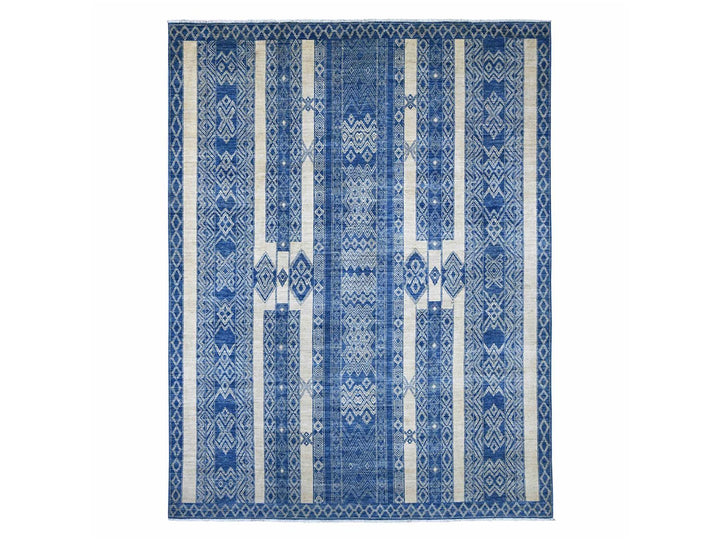 8'9" x 11'6" New Hand Knotted Blue Wool Rectangle Oriental Rug - MOA10222844