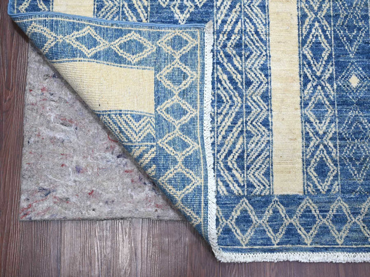 8'9" x 11'6" New Hand Knotted Blue Wool Rectangle Oriental Rug - MOA10222844