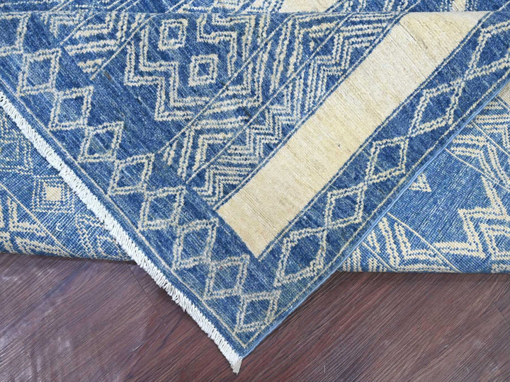 8'9" x 11'6" New Hand Knotted Blue Wool Rectangle Oriental Rug - MOA10222844