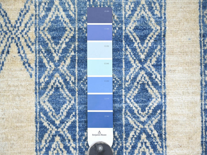 8'9" x 11'6" New Hand Knotted Blue Wool Rectangle Oriental Rug - MOA10222844