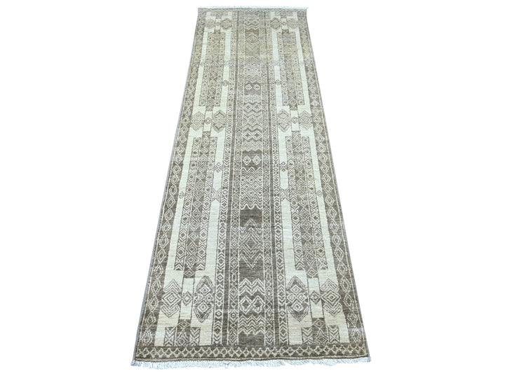 2'5" x 7'6" New Hand Knotted Brown Wool Runner Oriental Rug - MOA10222845