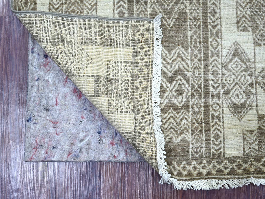 2'5" x 7'6" New Hand Knotted Brown Wool Runner Oriental Rug - MOA10222845