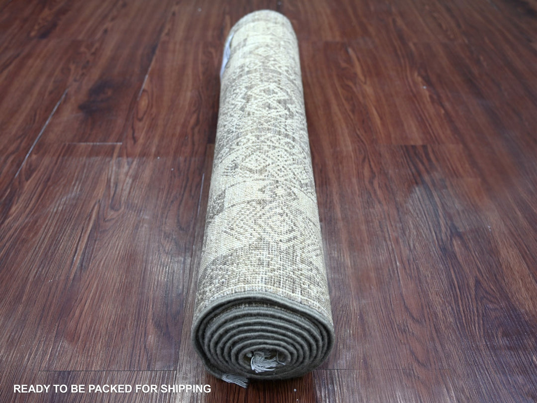 2'5" x 7'6" New Hand Knotted Brown Wool Runner Oriental Rug - MOA10222845