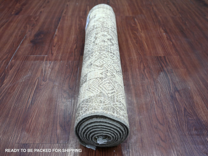 2'5" x 7'6" New Hand Knotted Brown Wool Runner Oriental Rug - MOA10222845