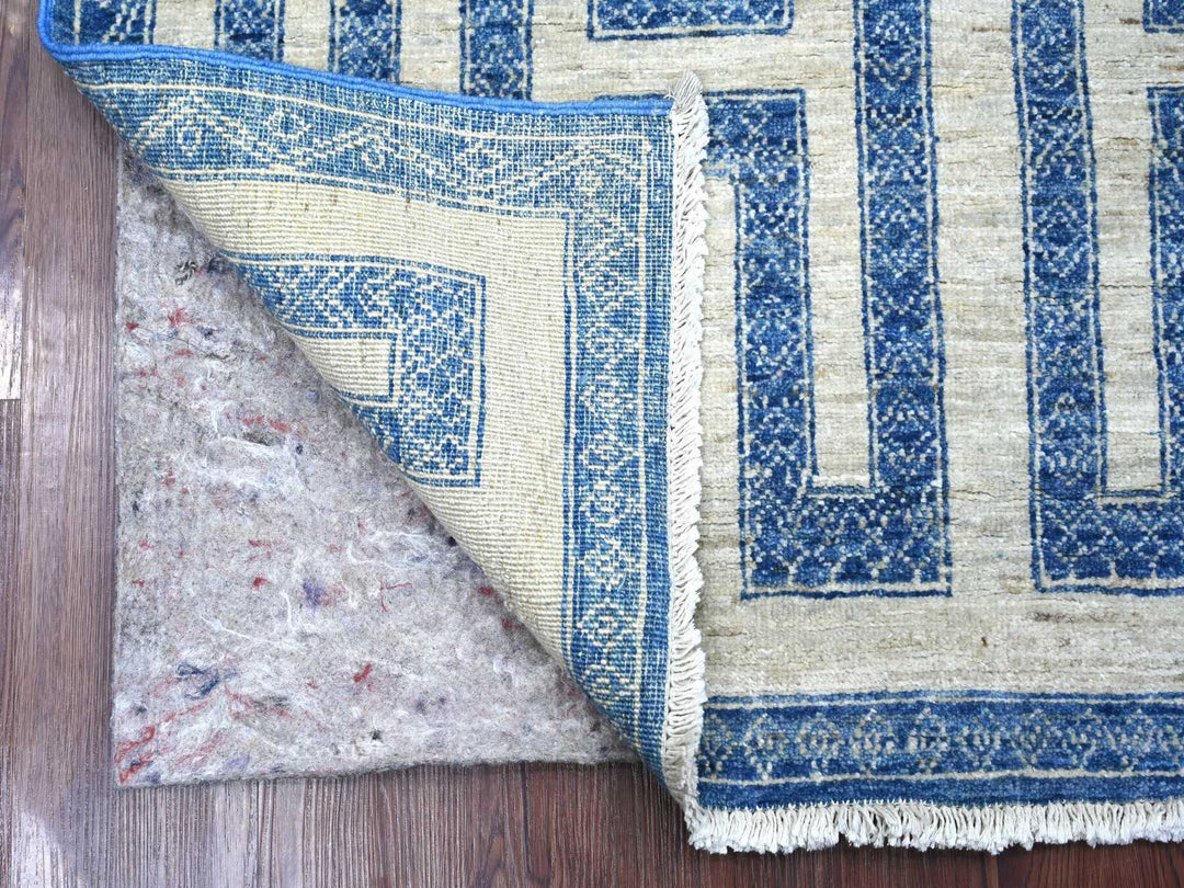 4'0" x 5'9" New Hand Knotted Blue Wool Rectangle Oriental Rug - MOA10222846