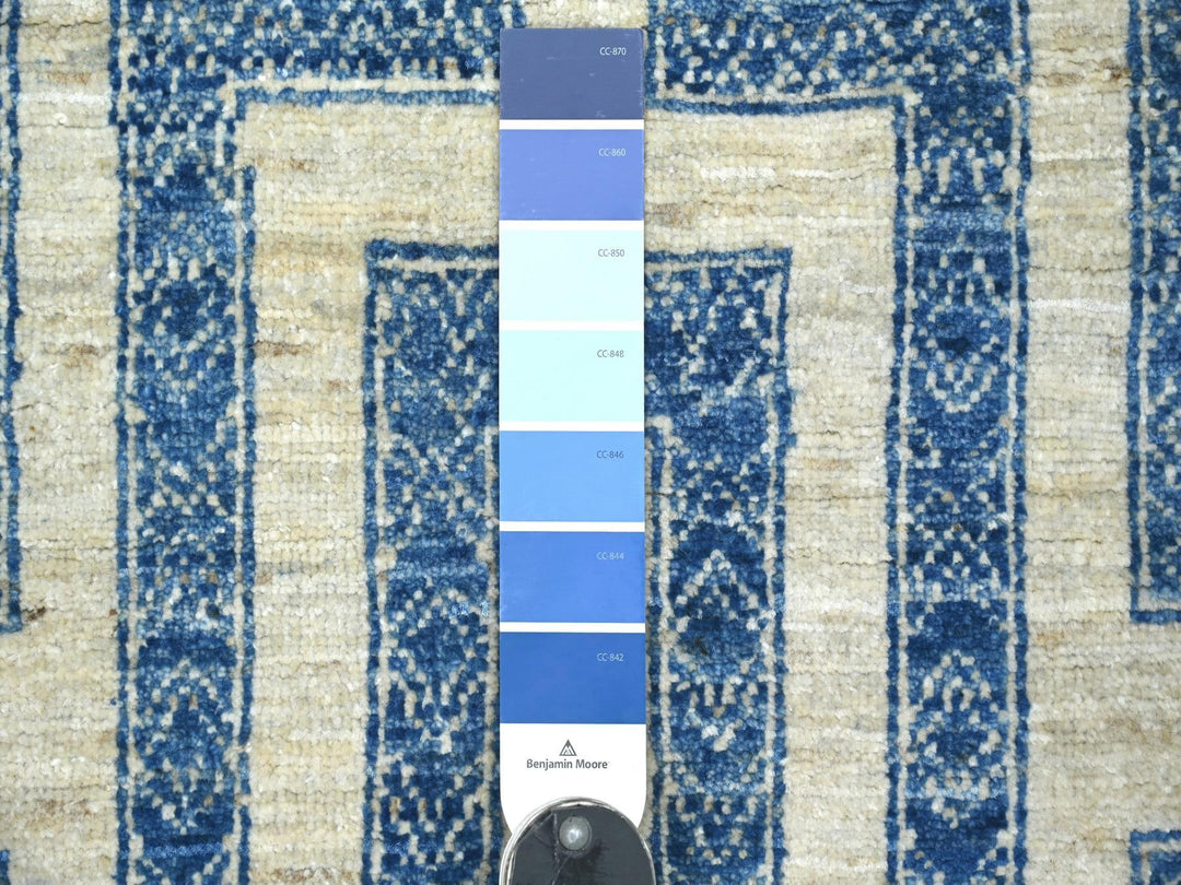 4'0" x 5'9" New Hand Knotted Blue Wool Rectangle Oriental Rug - MOA10222846