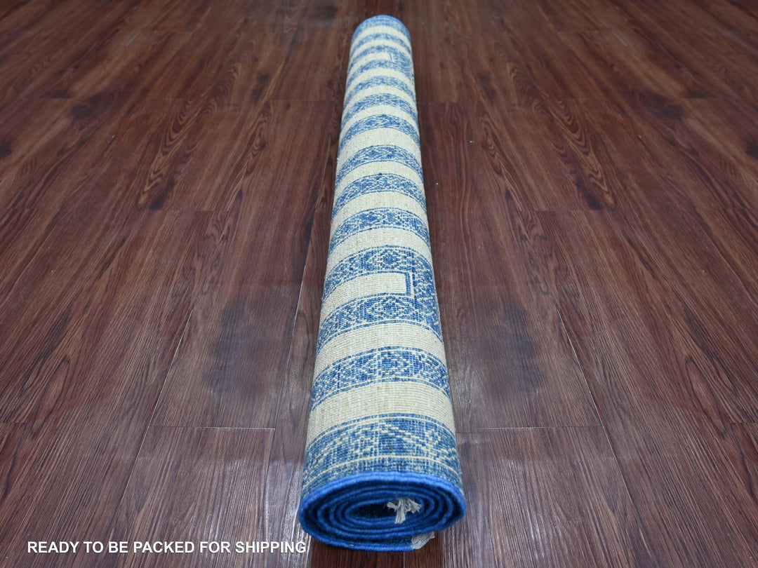 4'0" x 5'9" New Hand Knotted Blue Wool Rectangle Oriental Rug - MOA10222846