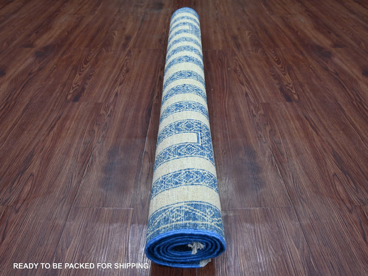 4'0" x 5'9" New Hand Knotted Blue Wool Rectangle Oriental Rug - MOA10222846