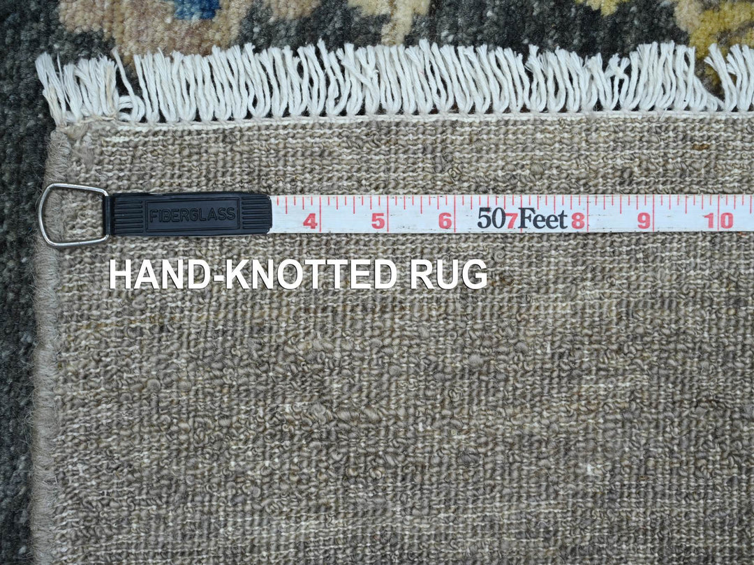 6'1" x 9'4" New Hand Knotted Black Wool Rectangle Oriental Rug - MOA10222847