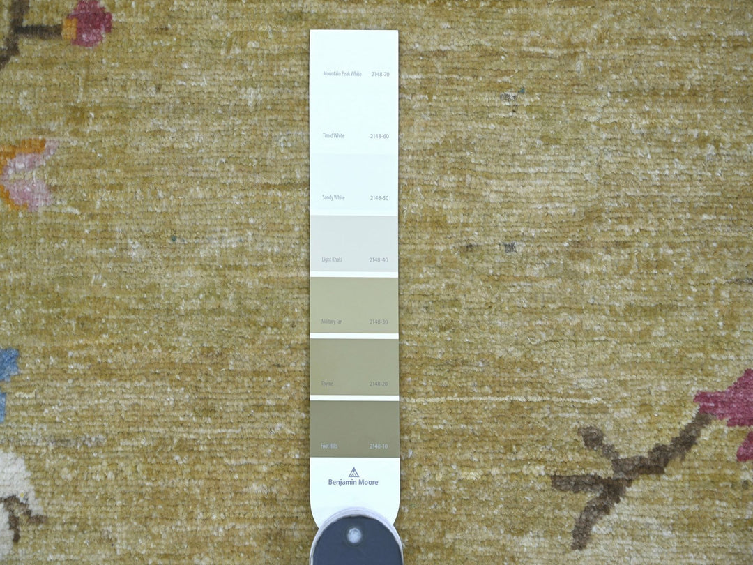 9'2" x 11'8" New Hand Knotted Green Wool Rectangle Oriental Rug - MOA10222848