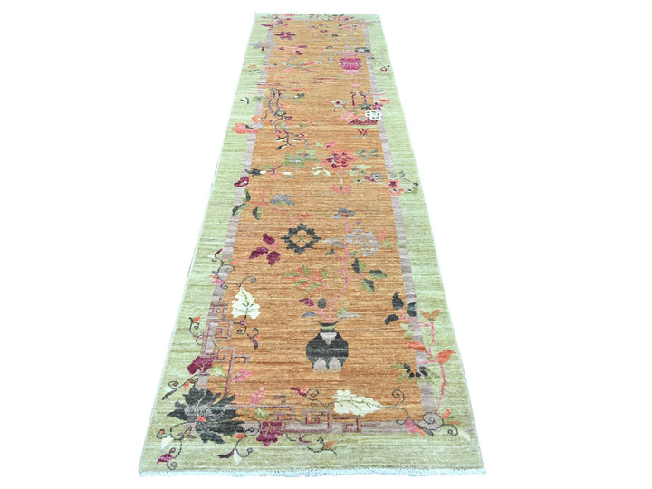3'0" x 10'2" New Hand Knotted Brown Wool Runner Oriental Rug - MOA10222851