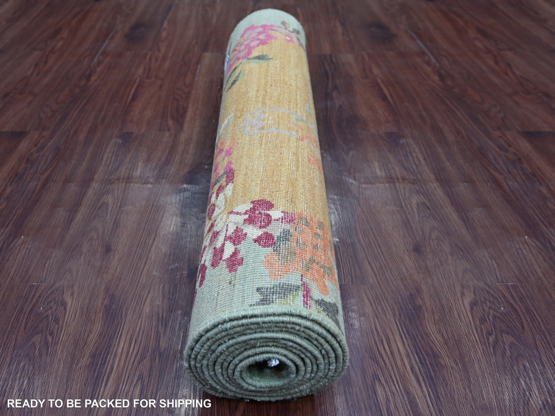 3'1" x 11'9" New Hand Knotted Brown Wool Runner Oriental Rug - MOA10222853