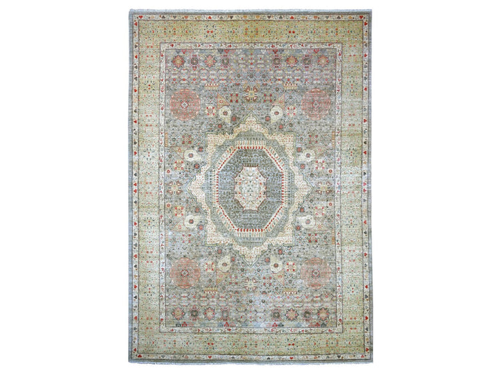 9'9" x 13'9" New Hand Knotted Grey Wool Rectangle Oriental Rug - MOA10222855