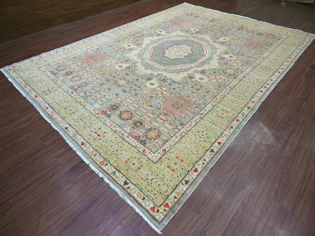 9'9" x 13'9" New Hand Knotted Grey Wool Rectangle Oriental Rug - MOA10222855