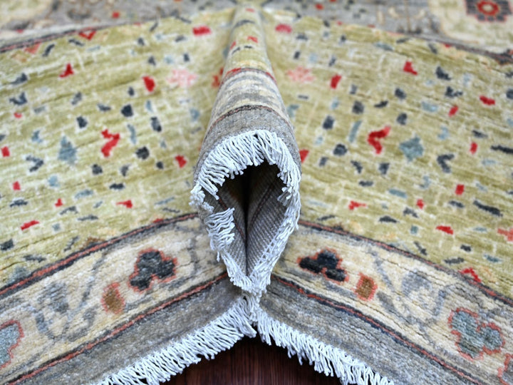 9'9" x 13'9" New Hand Knotted Grey Wool Rectangle Oriental Rug - MOA10222855