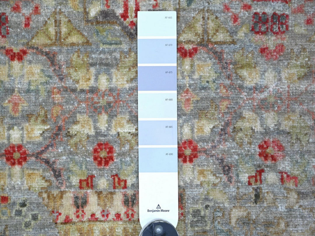 9'9" x 13'9" New Hand Knotted Grey Wool Rectangle Oriental Rug - MOA10222855