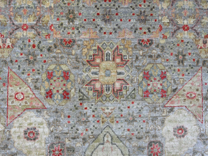 9'9" x 13'9" New Hand Knotted Grey Wool Rectangle Oriental Rug - MOA10222855