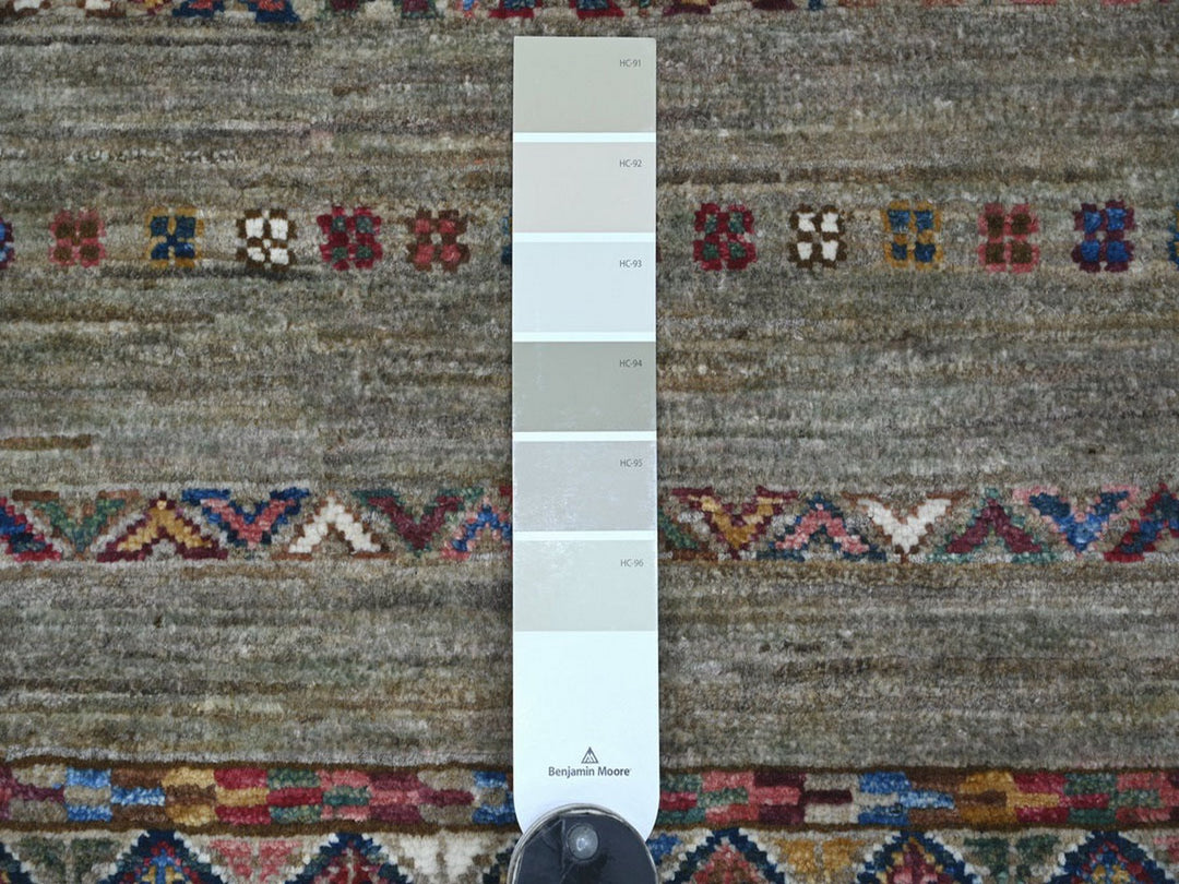 2'10" x 8'2" New Hand Knotted Grey Wool Runner Oriental Rug - MOA10222857