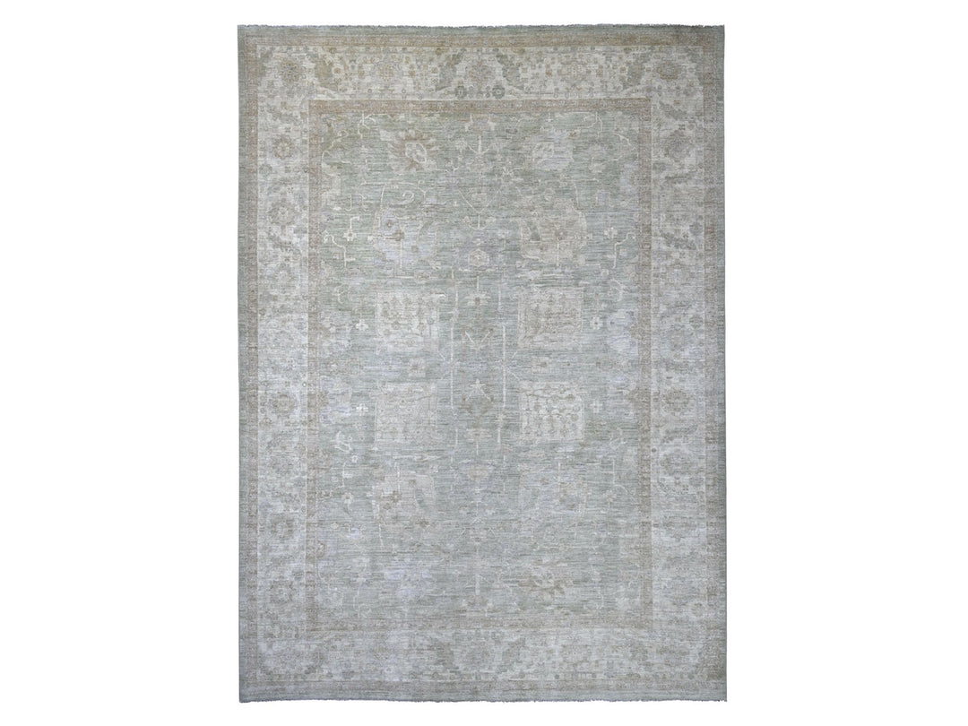 10'0" x 13'4" New Hand Knotted Green Wool Rectangle Oriental Rug - MOA10222858