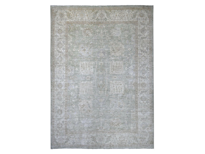 10'0" x 13'4" New Hand Knotted Green Wool Rectangle Oriental Rug - MOA10222858