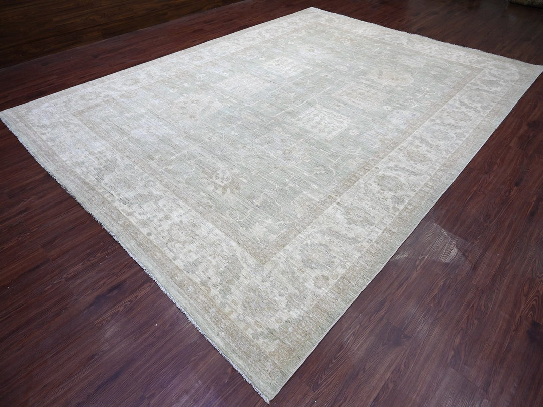 10'0" x 13'4" New Hand Knotted Green Wool Rectangle Oriental Rug - MOA10222858