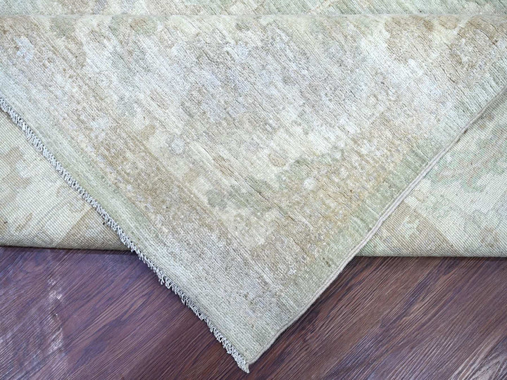 10'0" x 13'4" New Hand Knotted Green Wool Rectangle Oriental Rug - MOA10222858