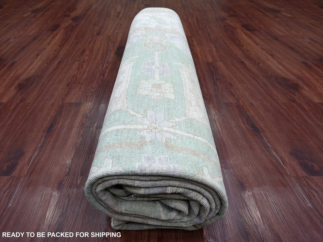 10'0" x 13'4" New Hand Knotted Green Wool Rectangle Oriental Rug - MOA10222858