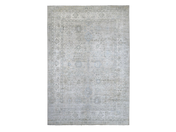 9'10" x 13'11" New Hand Knotted Grey Wool Rectangle Oriental Rug - MOA10222859