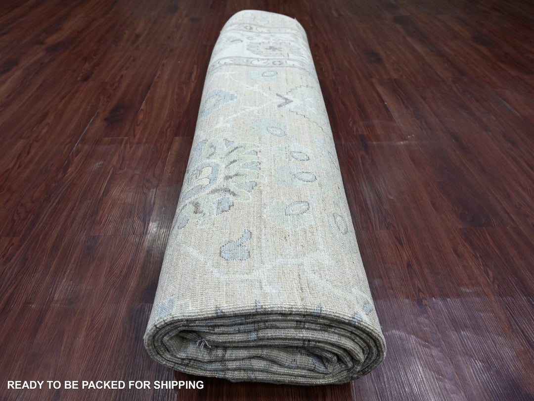 9'10" x 13'11" New Hand Knotted Grey Wool Rectangle Oriental Rug - MOA10222859