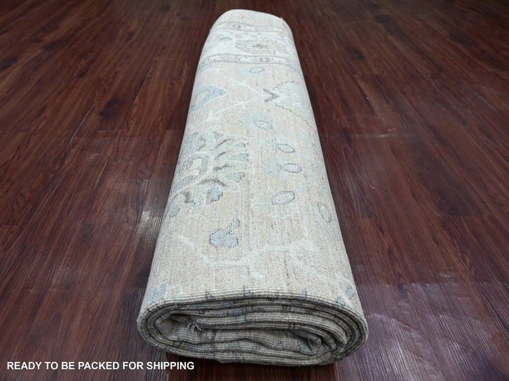 9'10" x 13'11" New Hand Knotted Grey Wool Rectangle Oriental Rug - MOA10222859