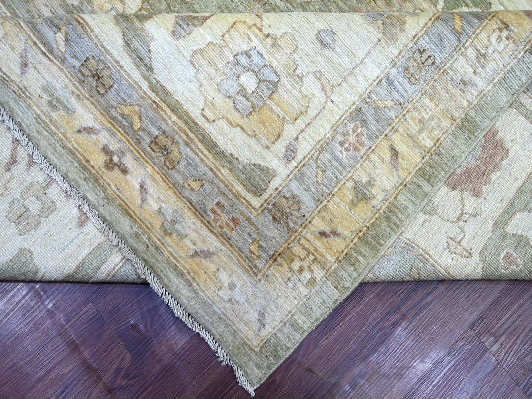 11'11" x 15'0" New Hand Knotted Green Wool Rectangle Oriental Rug - MOA10222861