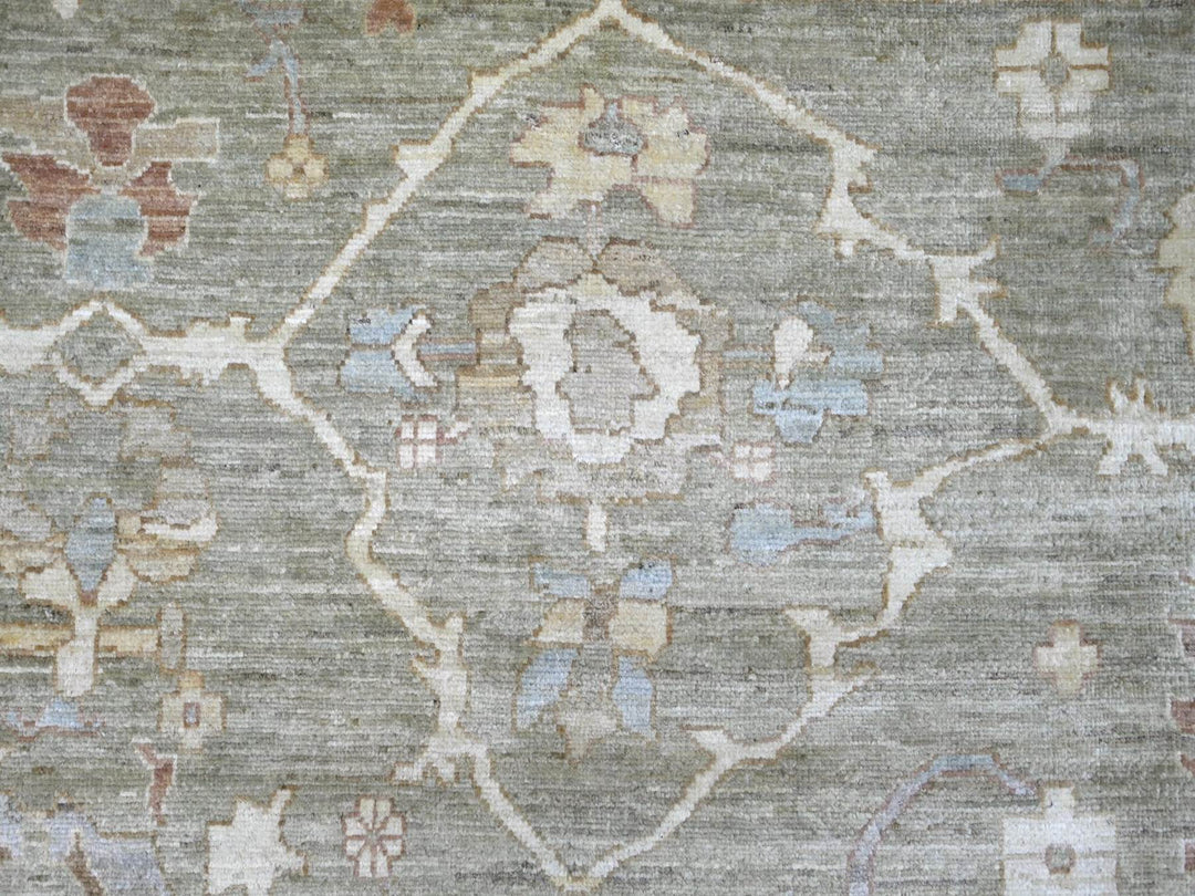 11'11" x 15'0" New Hand Knotted Green Wool Rectangle Oriental Rug - MOA10222861