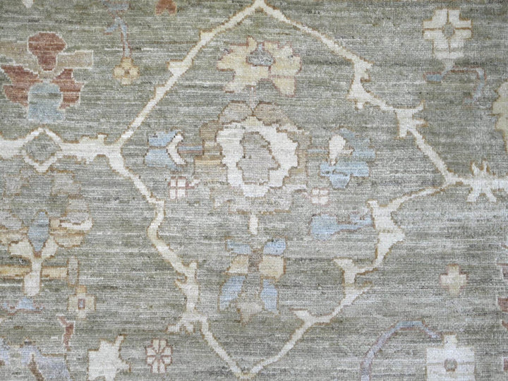 11'11" x 15'0" New Hand Knotted Green Wool Rectangle Oriental Rug - MOA10222861