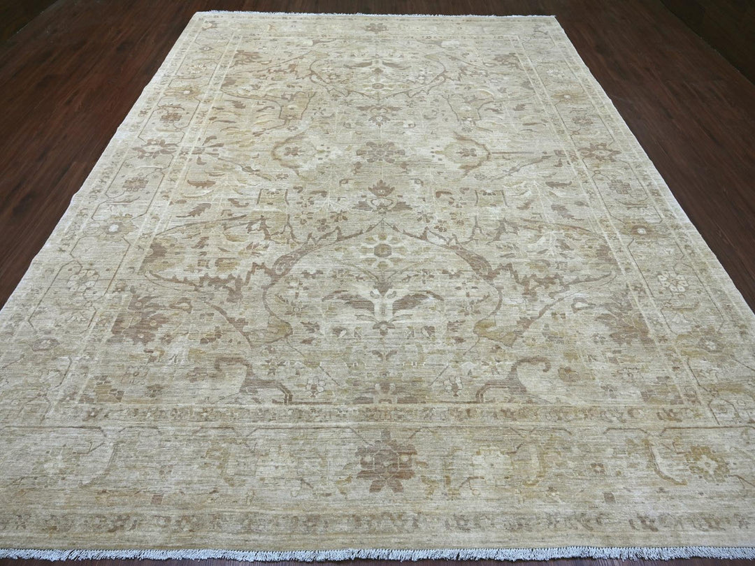 9'2" x 11'9" New Hand Knotted Grey Wool Rectangle Oriental Rug - MOA10222862