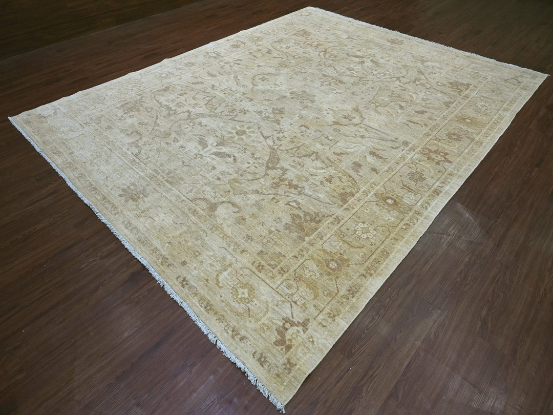 9'2" x 11'9" New Hand Knotted Grey Wool Rectangle Oriental Rug - MOA10222862