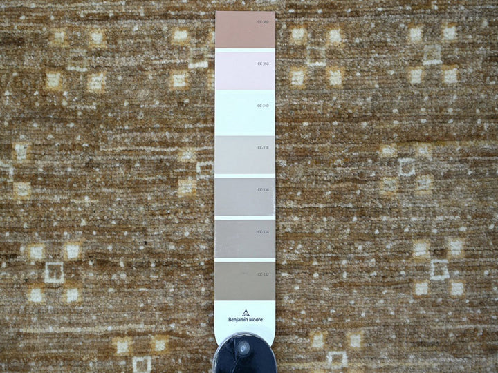 2'9" x 7'7" New Hand Knotted Brown Wool Runner Oriental Rug - MOA10222865