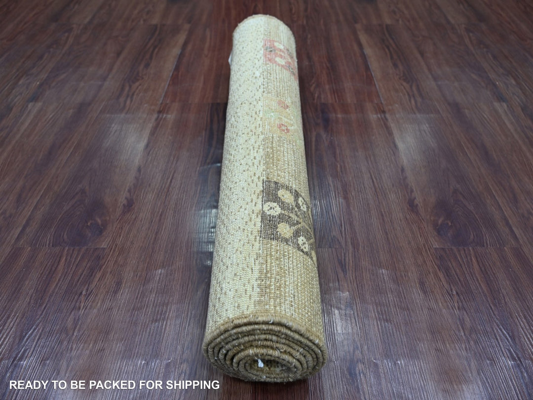 2'9" x 7'7" New Hand Knotted Brown Wool Runner Oriental Rug - MOA10222865
