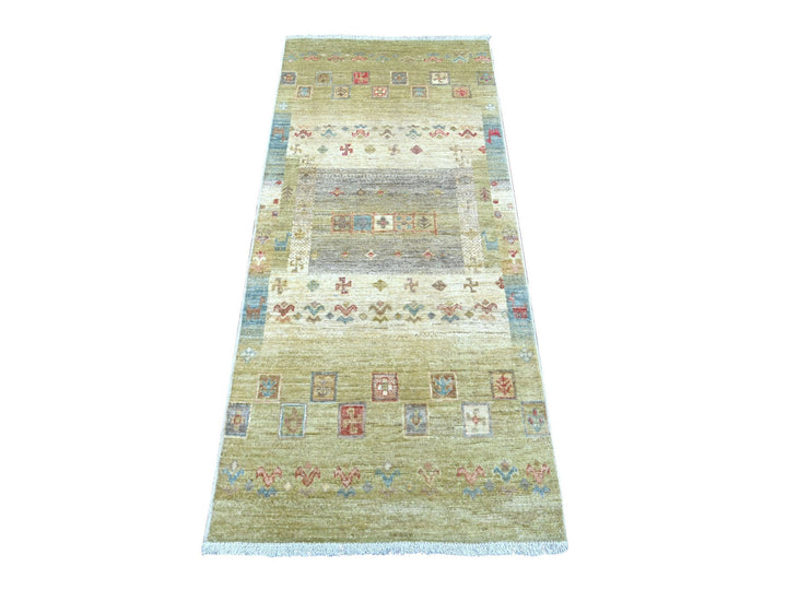 2'6" x 5'9" New Hand Knotted Green Wool Runner Oriental Rug - MOA10222866